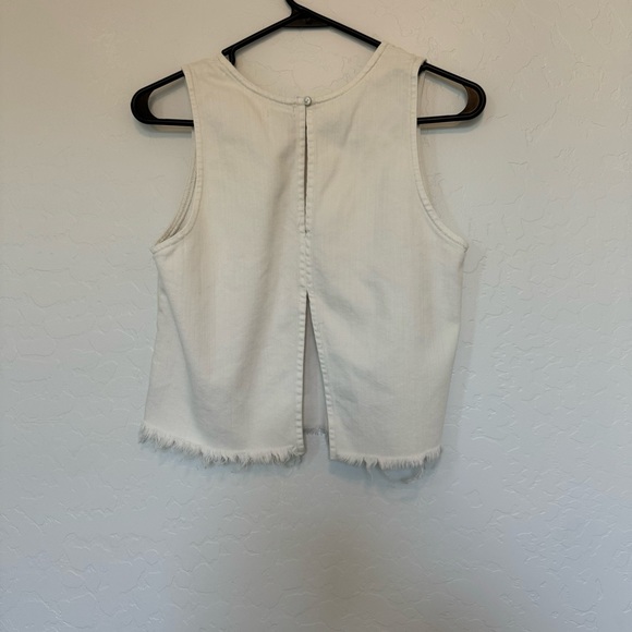 Aerie White Crop tank with frayed edged - Picture 2 of 5